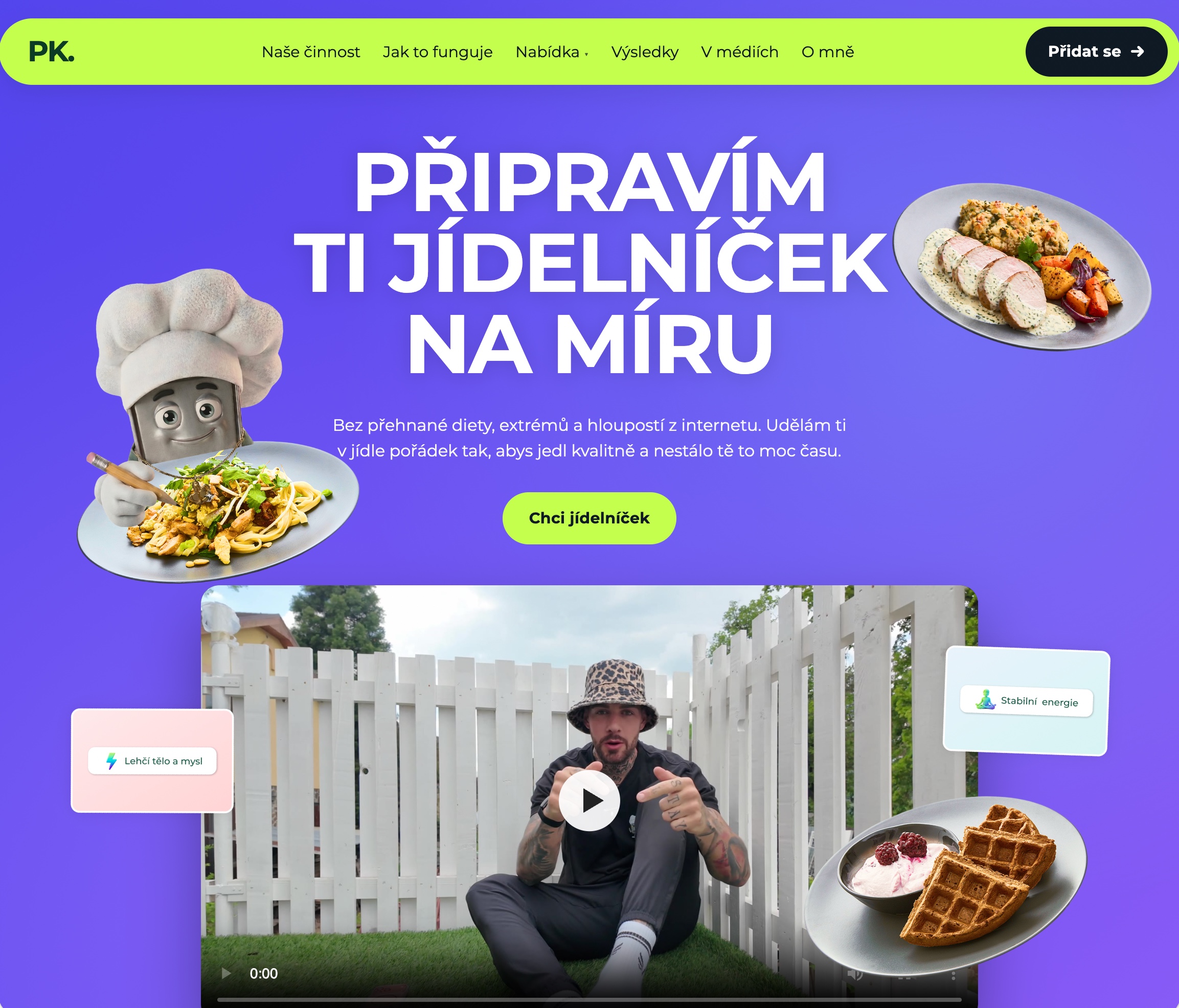 Web PanKrabicka.cz — jídelníčky na míru, Praha. Ukázka tvorby webu od Matěje Krčky.